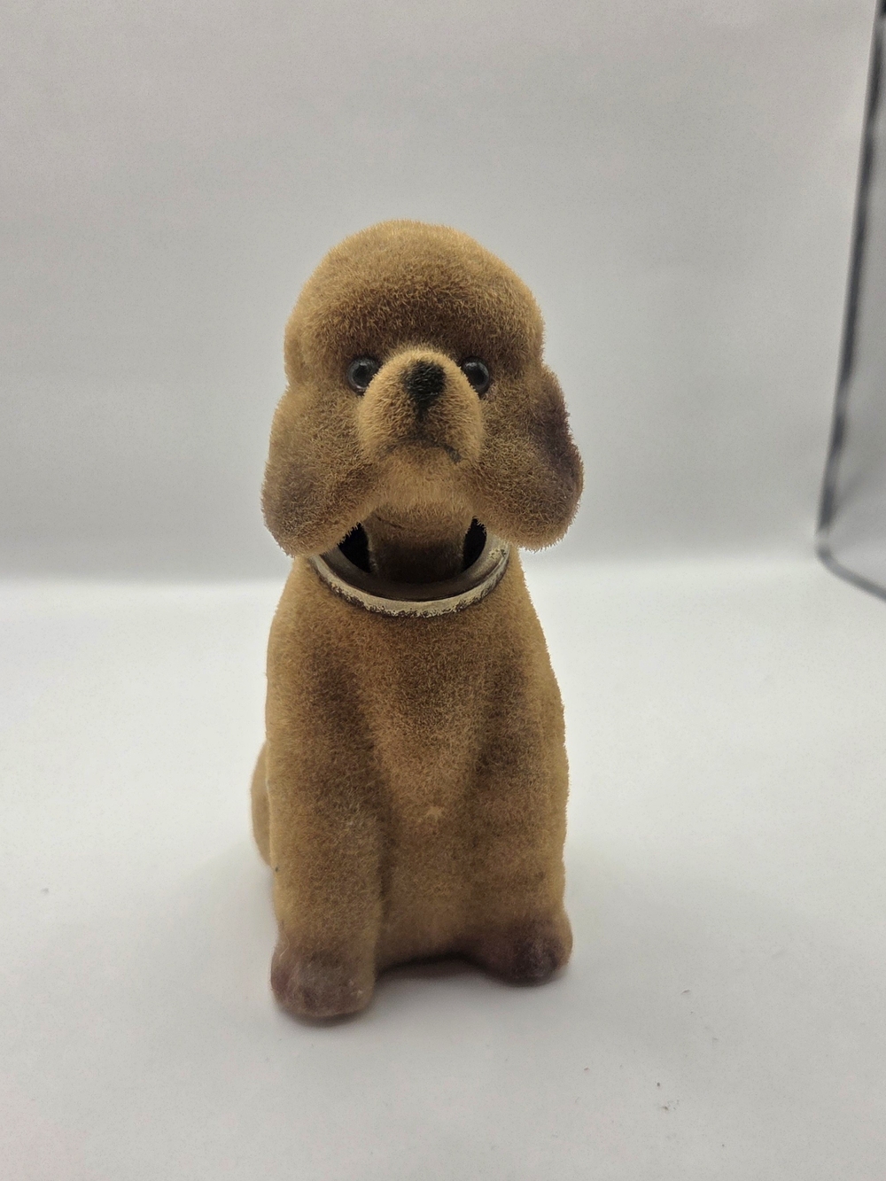 Vintage Flocked Brown Poodle Bobblehead Dog
